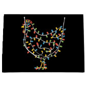 Funny Chicken Christmas Holiday Farmer Farm ラージペーパーバッグ (正面)