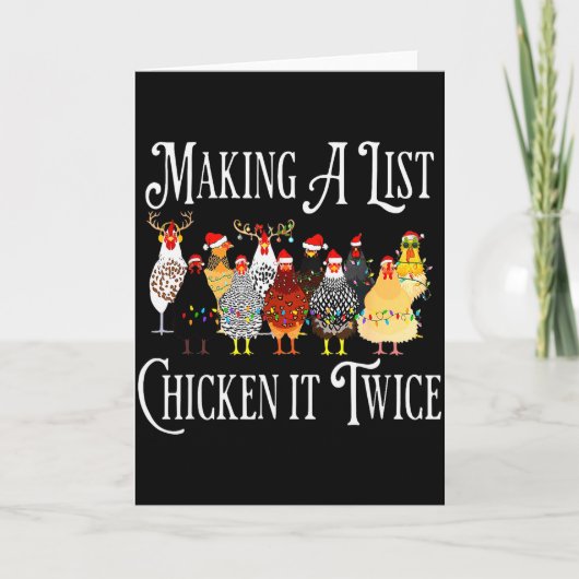 Funny Chicken Christmas, Making A List Chicken It  カード (正面)