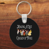 Funny Chicken Christmas, Making A List Chicken It  キーホルダー (正面)