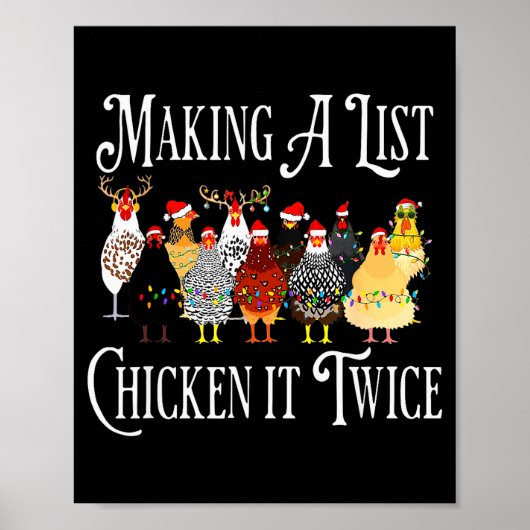 Funny Chicken Christmas, Making A List Chicken It  ポスター (正面)