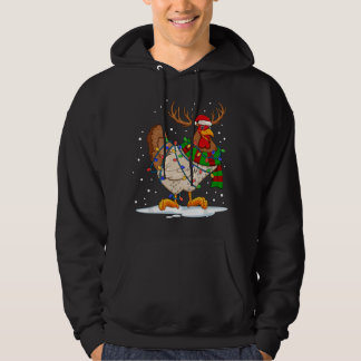 Funny Chicken Christmas Reindeer Christmas Lights  パーカ