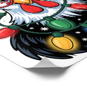 Funny Chicken Christmas Tree Lights Santa Hat Xmas ポスター (角)