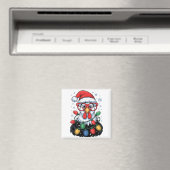 Funny Chicken Christmas Tree Lights Santa Hat Xmas マグネット (インサイチュ (食洗機))
