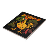 Funny Chicken Design – F-Caw-F Cartoon Animal Humo タイル (側面)
