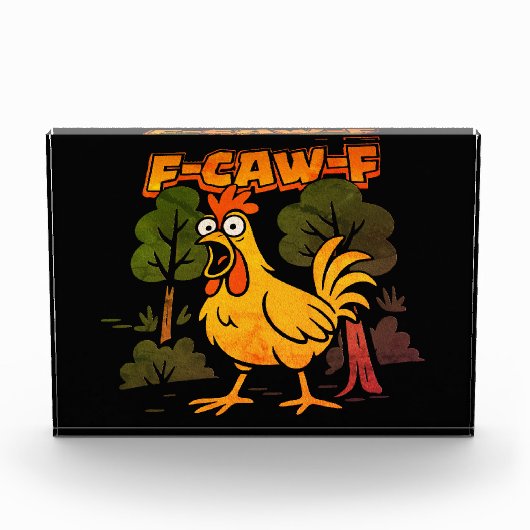 Funny Chicken Design – F-Caw-F Cartoon Animal Humo フォトブロック (正面)