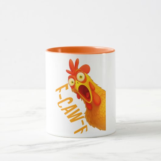 Funny Chicken F Caw F Mug | Halloween Rooster Rave マグカップ (中央)