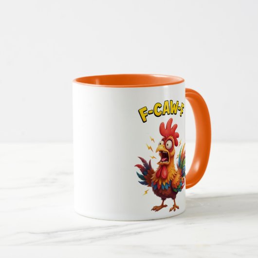 Funny Chicken F-Caw-F Rooster Meme Coffee マグカップ (正面右)