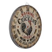 Funny Chicken Farmhouse Rooster ダーツボード (正面左)