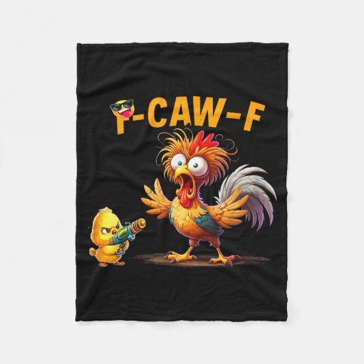 Funny Chicken Humor Quote Rooster Meme Caw F For M フリースブランケット (正面)