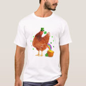 Funny Chicken Leprechaun Hat St Tシャツ (正面)