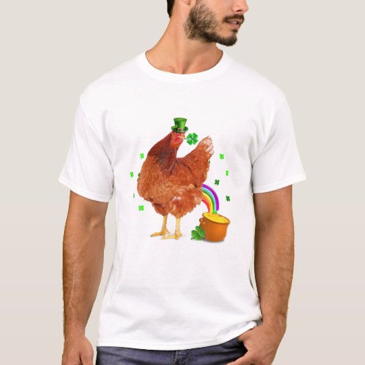 Funny Chicken Leprechaun Hat St Tシャツ (正面)