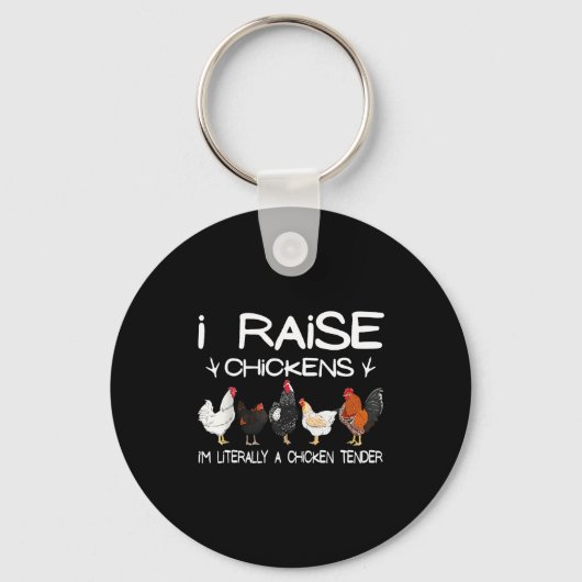 Funny Chicken Lover Gift – I Raise Chickens Farm Q キーホルダー (正面)