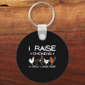 Funny Chicken Lover Gift – I Raise Chickens Farm Q キーホルダー (正面)