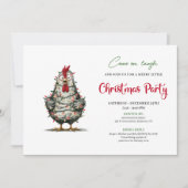 Funny Chicken Minimalist Holiday Party Printable 招待状 (正面)