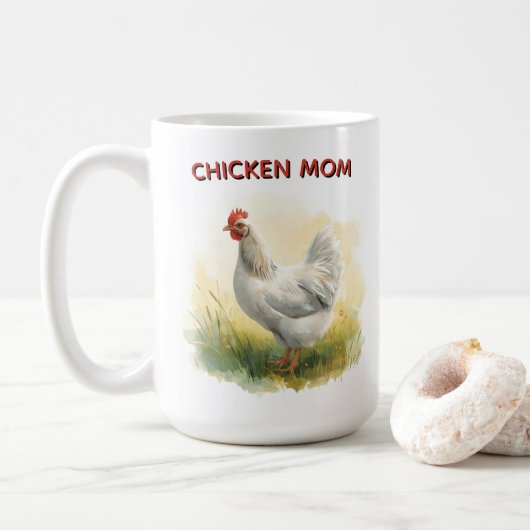Funny Chicken Mom Farm  コーヒーマグカップ (ドーナツ)