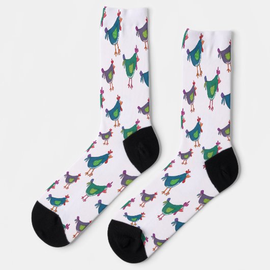 Funny Chicken Pattern Crew Socks ソックス (左)