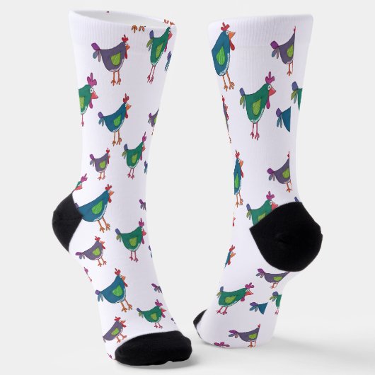 Funny Chicken Pattern Crew Socks ソックス (傾斜あり)