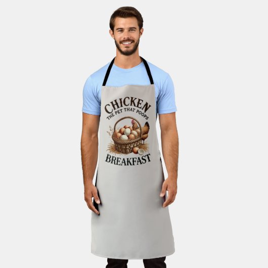 Funny Chicken poop word art  エプロン (着用した状態)