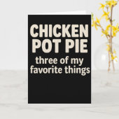 Funny Chicken Pot Pie Rustic Distressed Farm カード (黄色い花)