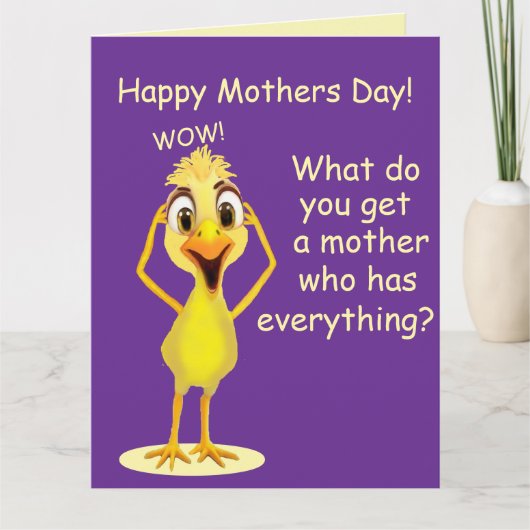 Funny Chicken Purple Mother's Day Card カード (正面)