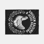 Funny Chicken Raising &amp; Jesus Praising Humor C フリースブランケット (正面(横))