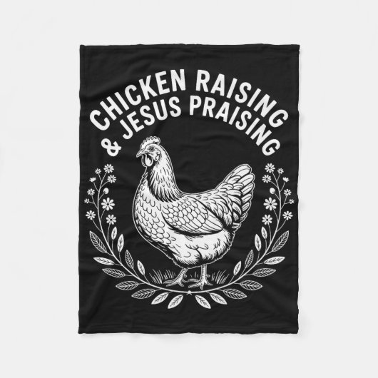 Funny Chicken Raising &amp; Jesus Praising Humor C フリースブランケット (正面)