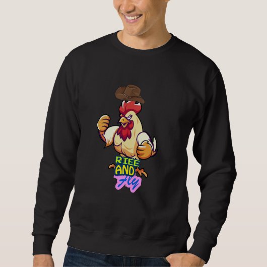 「Funny Chicken Rise and Fly」Tシャツ スウェットシャツ (正面)
