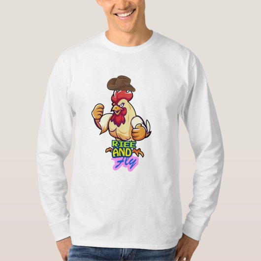 「Funny Chicken Rise and Fly」Tシャツ Tシャツ (正面)