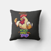 Funny Chicken Rise and Fly” T-Shirt クッション (裏面)