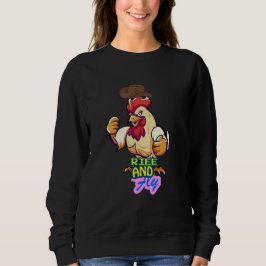 Funny Chicken Rise and Fly” T-Shirt スウェットシャツ