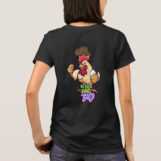 Funny Chicken Rise and Fly” T-Shirt Tシャツ (裏面)