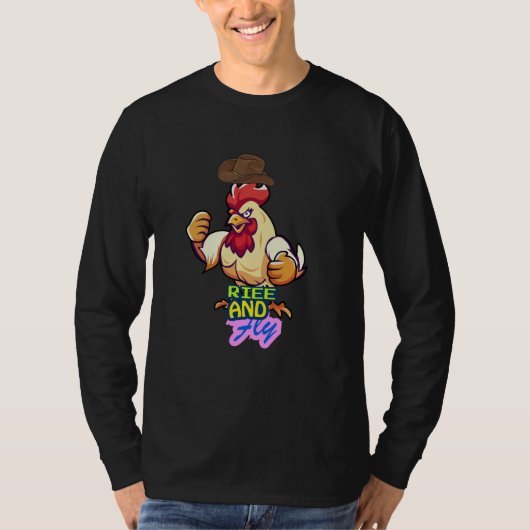 Funny Chicken Rise and Fly” T-Shirt Tシャツ (正面)
