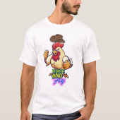 Funny Chicken Rise and Fly” T-Shirt Tシャツ (正面)