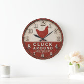 Funny Chicken Rustic Farmhouse ラージ壁時計 (ホーム)