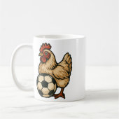 Funny Chicken Soccer  コーヒーマグカップ (左)