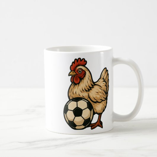 Funny Chicken Soccer  コーヒーマグカップ (右)