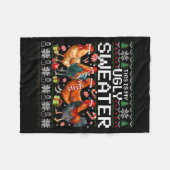 Funny Chicken Ugly Christmas Sweater Holiday Desig フリースブランケット (正面(横))