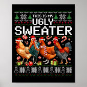 Funny Chicken Ugly Christmas Sweater Holiday Desig ポスター (正面)