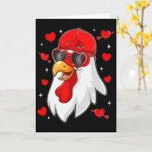 Funny Chicken With Hearts Happy Valentines Boys Me カード (黄色い花)