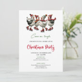 Funny Chickens Festive Red Green Holiday Invites 招待状 (スタンド正面)