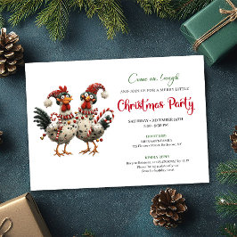 Funny Chickens Hand Drawn Holiday Celebration Card 招待状