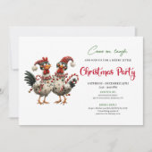 Funny Chickens Hand Drawn Holiday Celebration Card 招待状 (正面)