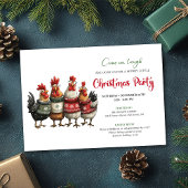 Funny Chickens Holiday Party Editable Invitation 招待状