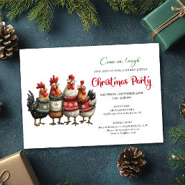 Funny Chickens Holiday Party Editable Invitation 招待状