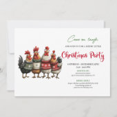 Funny Chickens Holiday Party Editable Invitation 招待状 (正面)