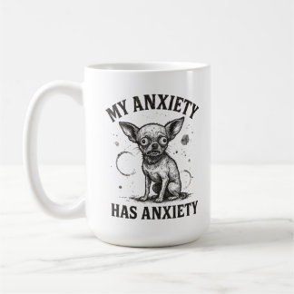 Funny Chihuahua Anxiety Shirt – Distressed Nervous コーヒーマグカップ