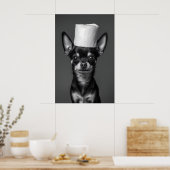 Funny Chihuahua Bathroom Art Print, Toilet Paper ポスター (キッチン)