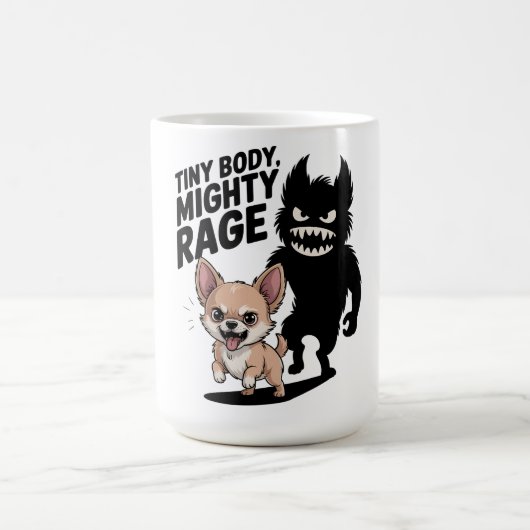 Funny Chihuahua Dog "Tiny Body, Mighty Rage" コーヒーマグカップ (中央)