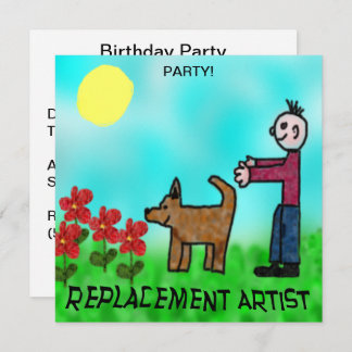 Funny Childlike Replacement Artist Birthday 招待状