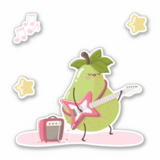 Funny children's illustration of a rock pear シール